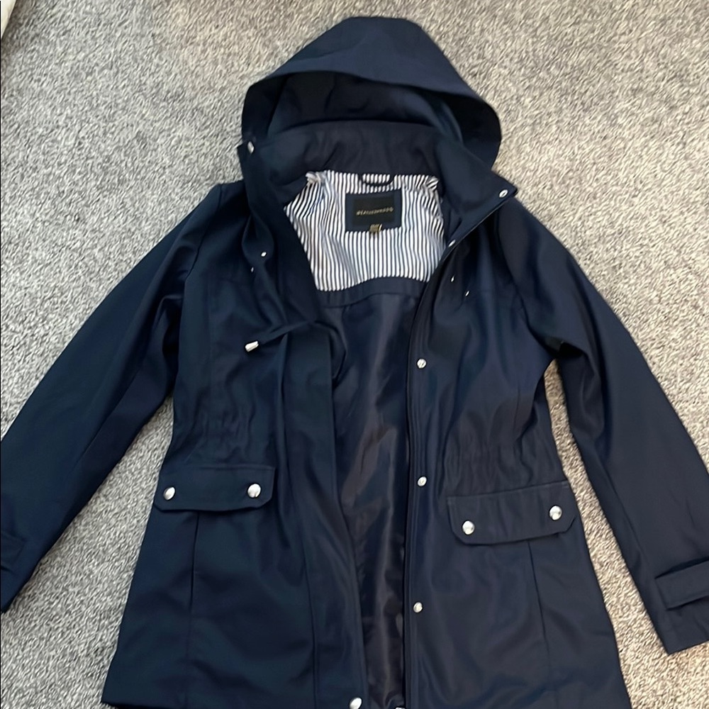 Weatherproof Women's Navy Hooded Rain Jacket